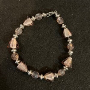Women's glass Bracelet Pink and Silver
